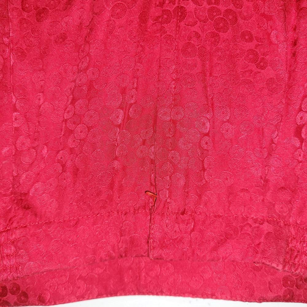 Vintage Silk Skirt Suit Anne Crimmins Hong Kong Red Jacquard Set 8 - Picture 13 of 15
